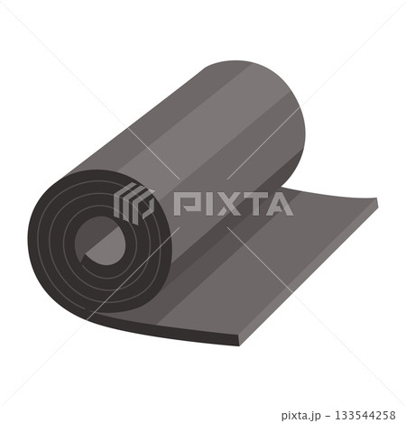 Building material. A roll of rubber foam mat. Construction concept. Illustration can be used for construction sites or illustrate renovation works Building material. A roll of rubber foam mat. Construction concept. Illustration can be used for construction sites or illustrate renovation works 133544258