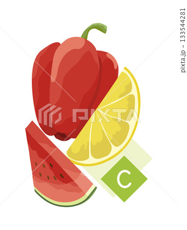 A Variety of Colorful Fruits and Vegetables Loaded with Vitamin C A Variety of Colorful Fruits and Vegetables Loaded with Vitamin C 133544281
