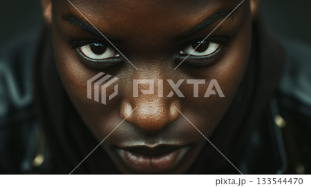 An close-up of a person's face, focusing on the powerful and captivating gaze of their eyes. An close-up of a person's face, focusing on the powerful and captivating gaze of their eyes. 133544470
