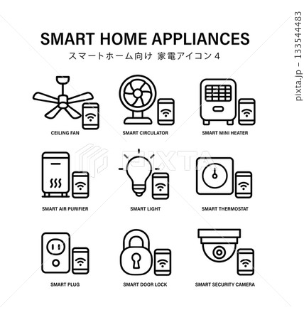 スマートホーム機器のアイコンセット 133544483