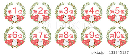 シマエナガと椿のランキング素材1位~10位セット シマエナガと椿のランキング素材1位~10位セット 133545127