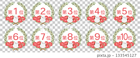シマエナガと椿のランキング素材1位~10位セット シマエナガと椿のランキング素材1位~10位セット 133545127