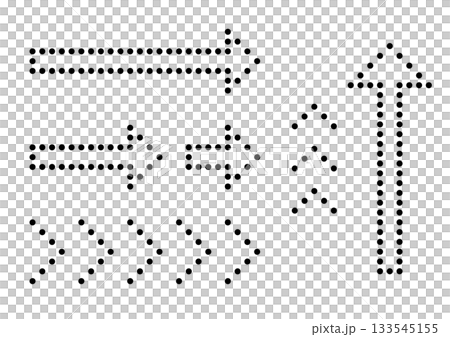 Set of monochrome arrows made of geometric dots 133545155