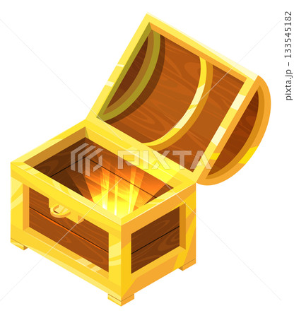 A gold chest with a bright yellow light shining out of it 133545182