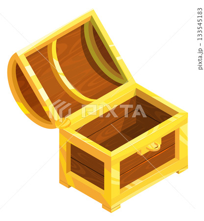 A wooden chest with a gold lid is opened A wooden chest with a gold lid is opened 133545183