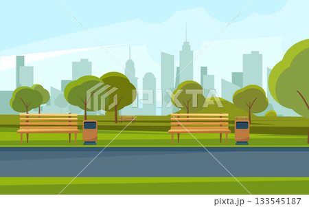 A park with a city in the background A park with a city in the background 133545187
