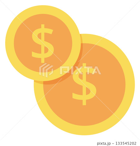 Two yellow coins with a dollar sign on them Two yellow coins with a dollar sign on them 133545202