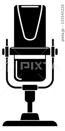 A microphone is shown in a black and white photo A microphone is shown in a black and white photo 133545228