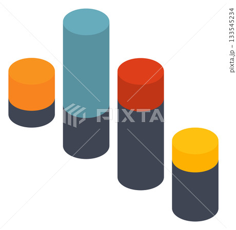 A set of four colored bars with a yellow and orange one in the middle A set of four colored bars with a yellow and orange one in the middle 133545234