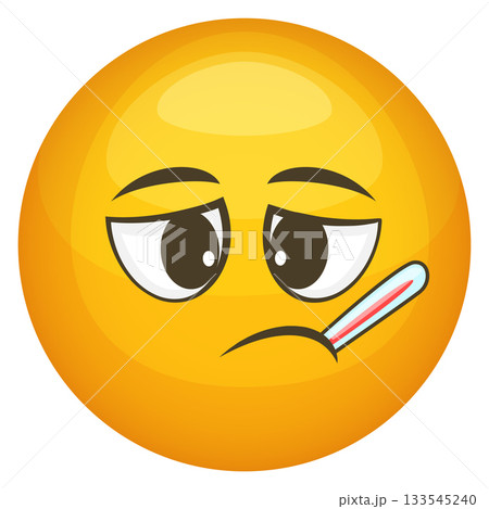 A yellow face with a thermometer sticking out of it A yellow face with a thermometer sticking out of it 133545240