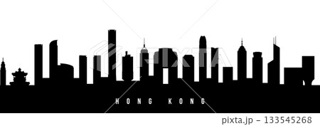 Vector silhouette illustration of Hong Kong City urban skyline. 133545268