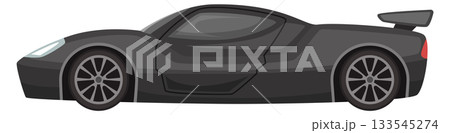 A black sports car with a long hood and a long wheelbase 133545274