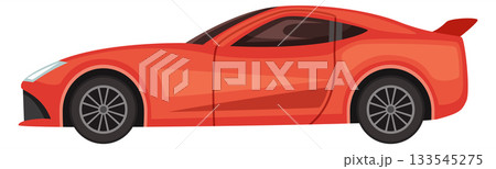 A red sports car with a black stripe on the side A red sports car with a black stripe on the side 133545275