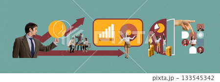 Modern composition of analytics dashboard and business growth. 133545342