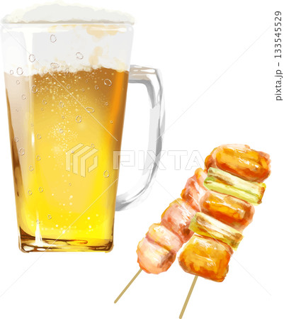 焼き鳥とビール_飲み会 焼き鳥とビール_飲み会 133545529