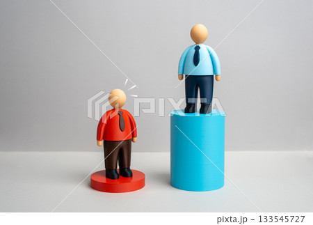 The blue office worker demonstrates outstanding performance. High efficiency and productivity. Strong results and leadership potential in corporate environments. Team management, KPI achievements 133545727