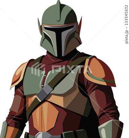 Space warrior wearing helmet and armor is ready for battle 133545832
