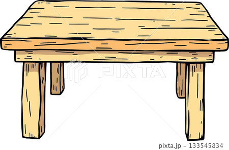 Wooden table drawing showing furniture for home 133545834
