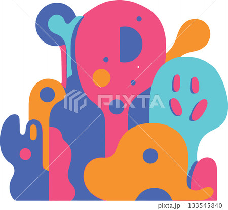 Colorful abstract organic shapes creating a lively composition Colorful abstract organic shapes creating a lively composition 133545840