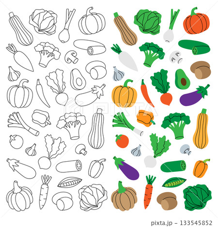 Vegetables set in vertical banner. Fresh raw vegetables. Organic foods design template for food market, ecommerce, products promotion. Vegetables set in vertical banner. Fresh raw vegetables. Organic foods design template for food market, ecommerce, products promotion. 133545852