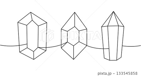 Glass crystals one line continuous drawing. Spiritual stones. Vector illustration 133545858