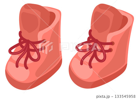 Two red shoes with laces on them Two red shoes with laces on them 133545958