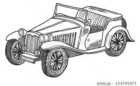 A vintage car with a sunroof and a hood 133545975