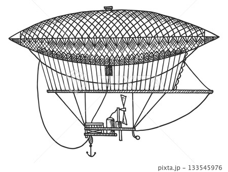 A black and white drawing of a large, ornate 133545976