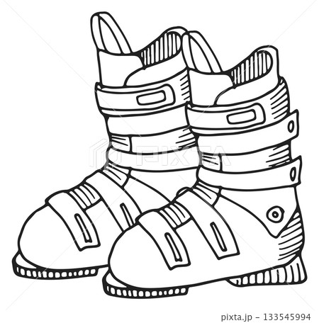 Two black ski boots with straps 133545994