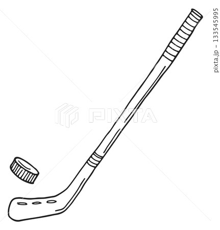 A hockey stick and a brush are shown together A hockey stick and a brush are shown together 133545995