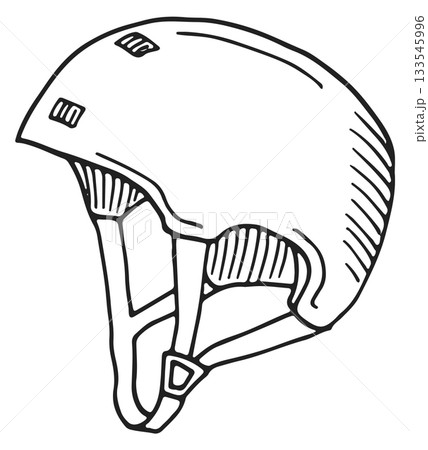 A helmet is drawn in black and white 133545996
