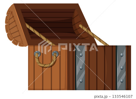 A wooden chest with a rope hanging from it 133546107