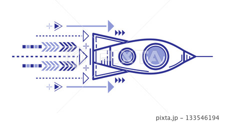 Flying rocket. Business concept. Arrows, pointers. Vector illustration . Flying rocket. Business concept. Arrows, pointers. Vector illustration . 133546194