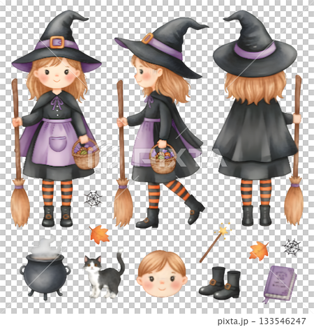 cute halloween witch girl holding pumpkin basket, anime style, transparent background, PNG sticker, halloween costume, trick or treat. cute halloween witch girl holding pumpkin basket, anime style, transparent background, PNG sticker, halloween costume, trick or treat. 133546247