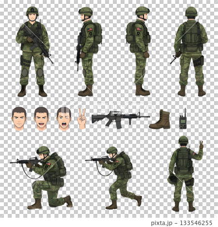 Set of soldier army character. illustration design 133546255