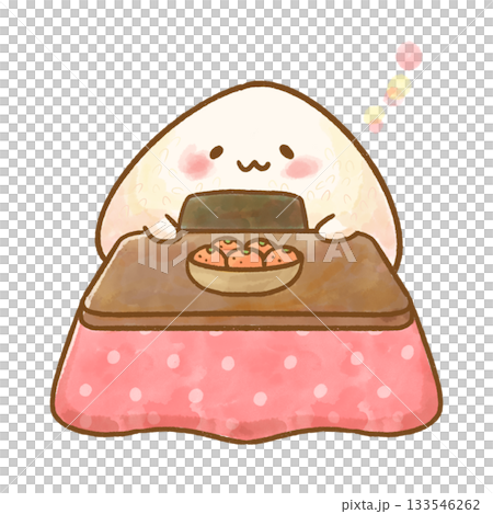 Onigiri character relaxing in a kotatsu (watercolor style) Onigiri character relaxing in a kotatsu (watercolor style) 133546262