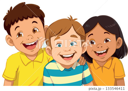 Happy children smiling and embracing diversity together 133546411