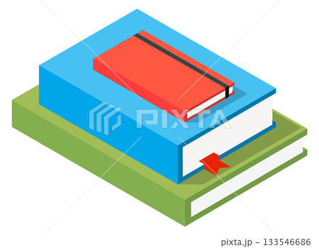 A stack of books with a red book on top 133546686