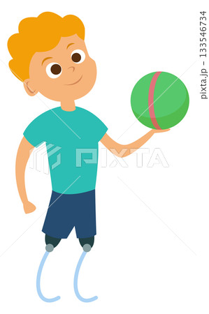 A boy with a green ball in his hand 133546734