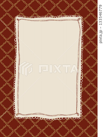 Christmas abstract frame with yellow leaves on dark red. Hand drawn illustration for design, print, fabric or background. Christmas abstract frame with yellow leaves on dark red. Hand drawn illustration for design, print, fabric or background. 133546779