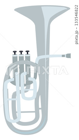 A silver trumpet with three valves and three buttons A silver trumpet with three valves and three buttons 133546822