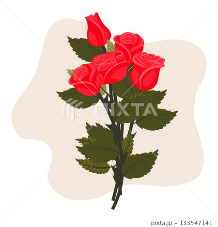 A bouquet of bright red roses on a light beige background. A bouquet of bright red roses on a light beige background. 133547141