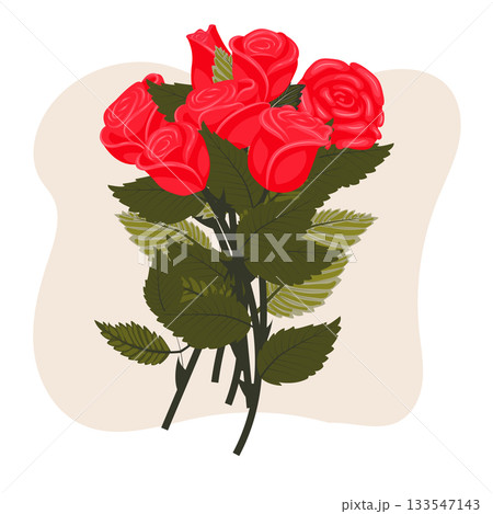 A bouquet of bright red roses on a light beige background. A bouquet of bright red roses on a light beige background. 133547143