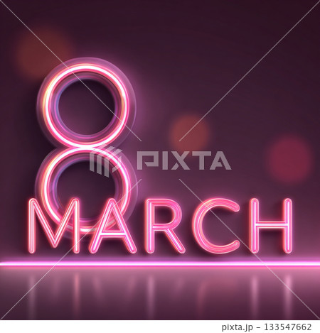 Neon Womens Day Portrait Line Art 133547662