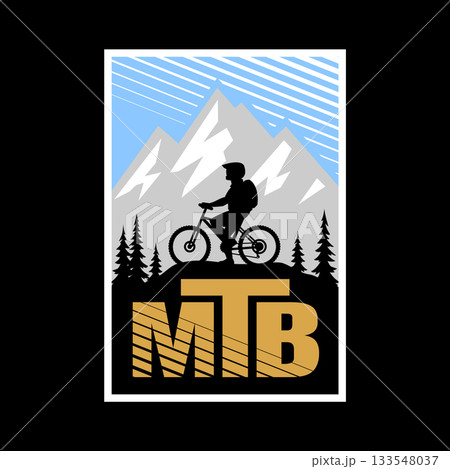 MTB. Mountain bike logo, emblem emblem on dark background. 133548037