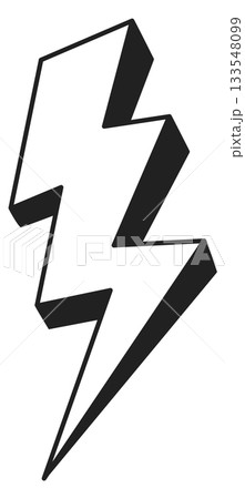 A lightning bolt is drawn in black and white A lightning bolt is drawn in black and white 133548099