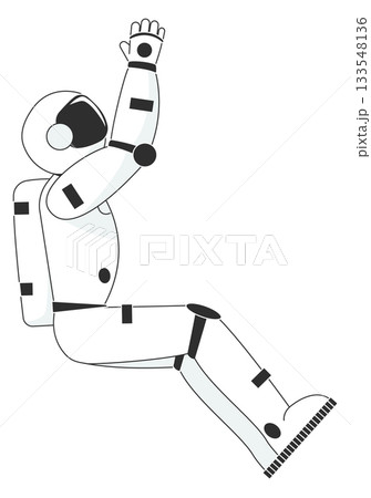 A man in a white suit is hanging from a rope 133548136