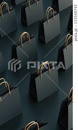 Small black displays host elegant accessories, creating an organized and stylish setup in a contemporary environment 133548743