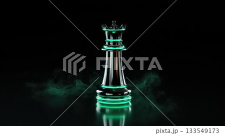 Glowing black and green chess rook with...のイラスト素材 [133549173] - PIXTA