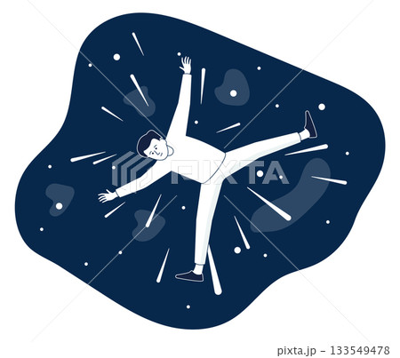 A man is falling through space with a starry background 133549478